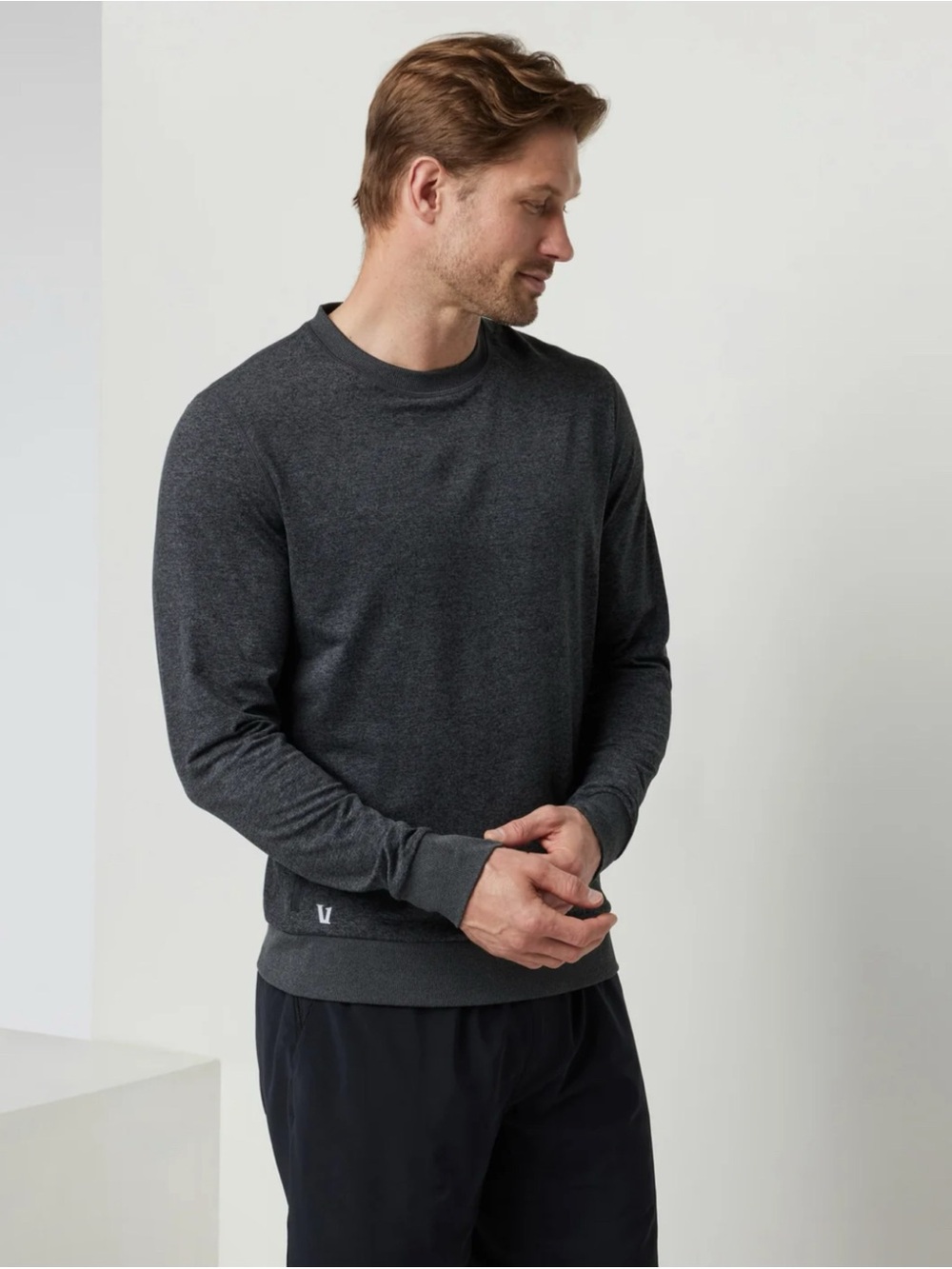 Vuori Ponto Performance Crew in Charcoal Heather Size L ~ Excellent